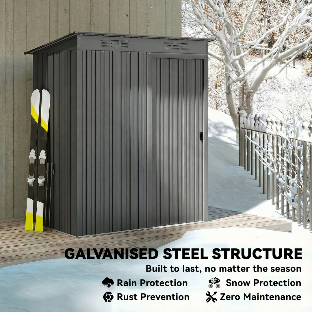 5 x 3.5ft Metal Garden Storage Shed with Effortless Assembly and 2 Pai