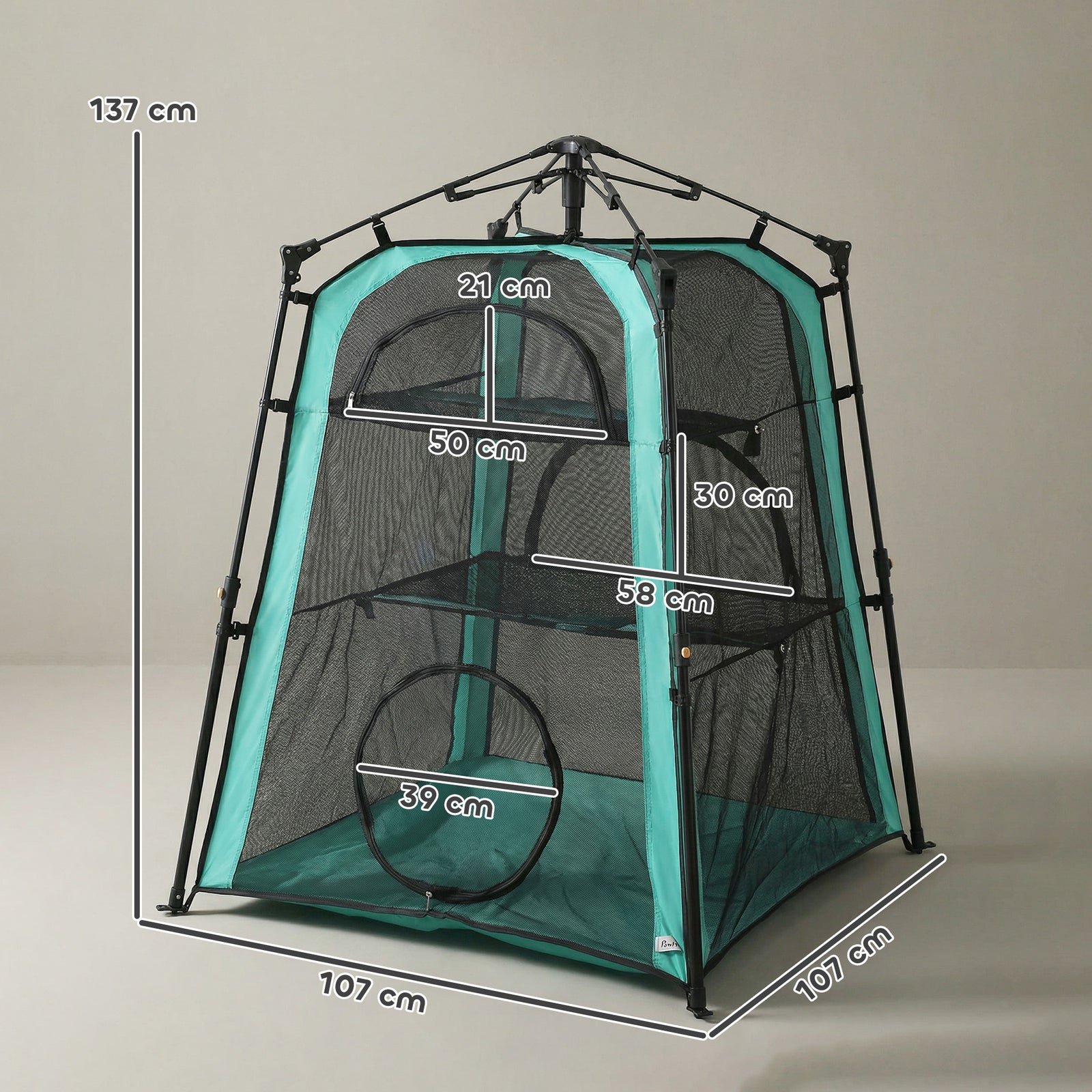 Cat Tent, 3-Tier Portable Pet Tent for Indoor Outdoor, Cat House with 