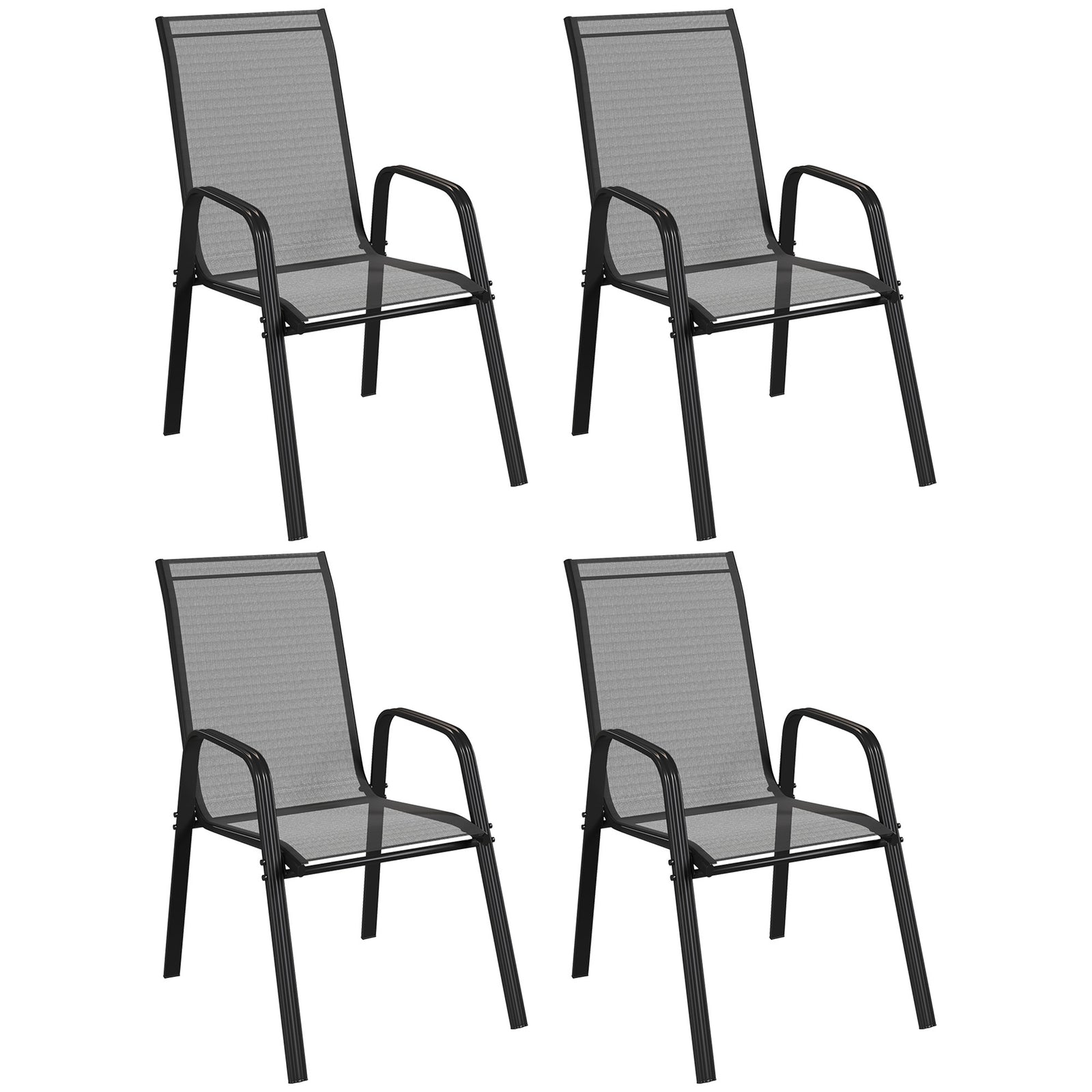 Set of Four Stackable Mesh Seat Chairs - Black