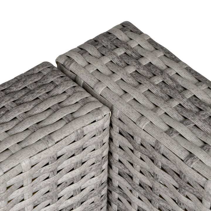 MCL Single Seater Rattan Chair Sofa with Padded Cushions, All-Weather PE Wicker Weave Garden Armchair with Armrests, Grey