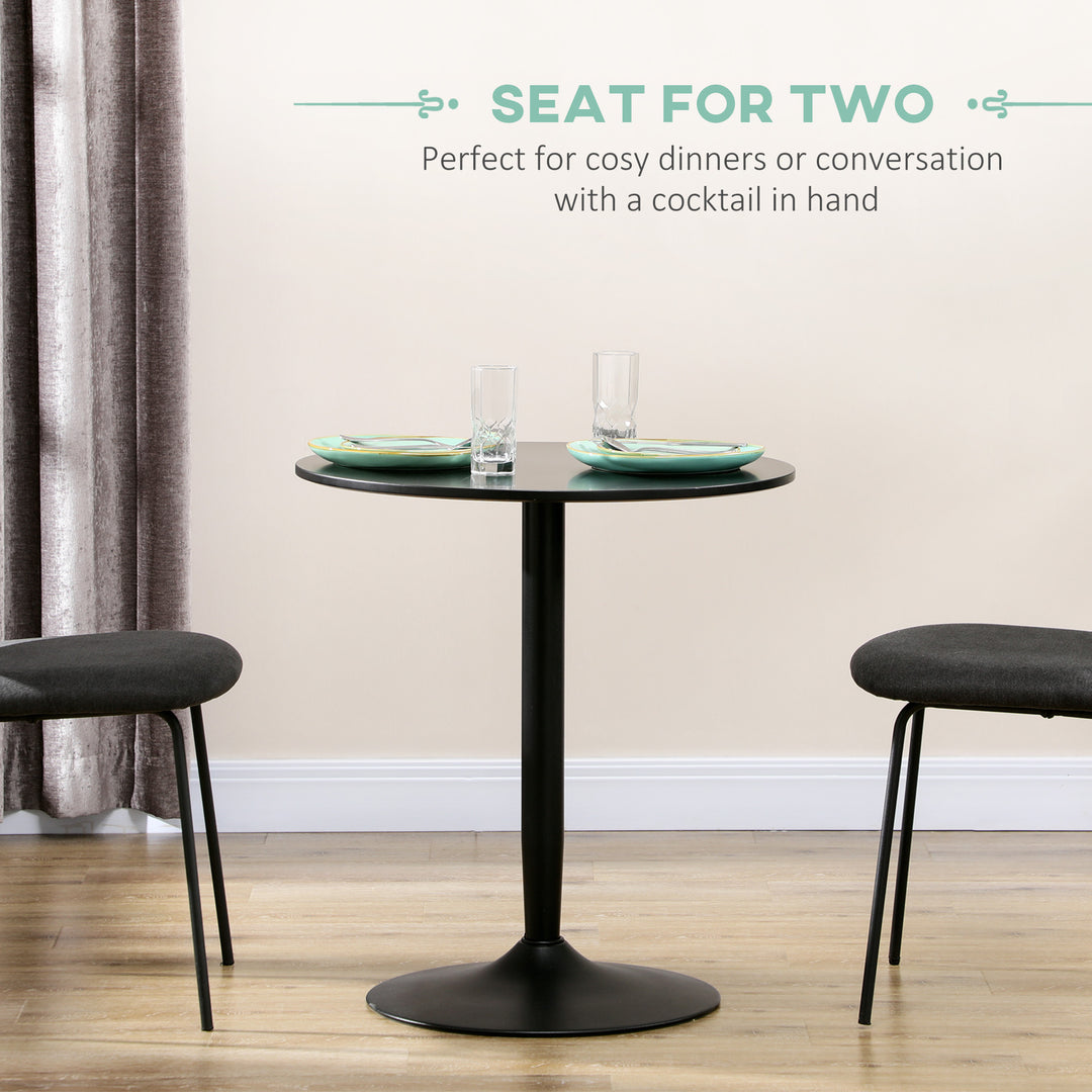 75H x Φ70cm Two-Person Minimalistic Dining Table - Black
