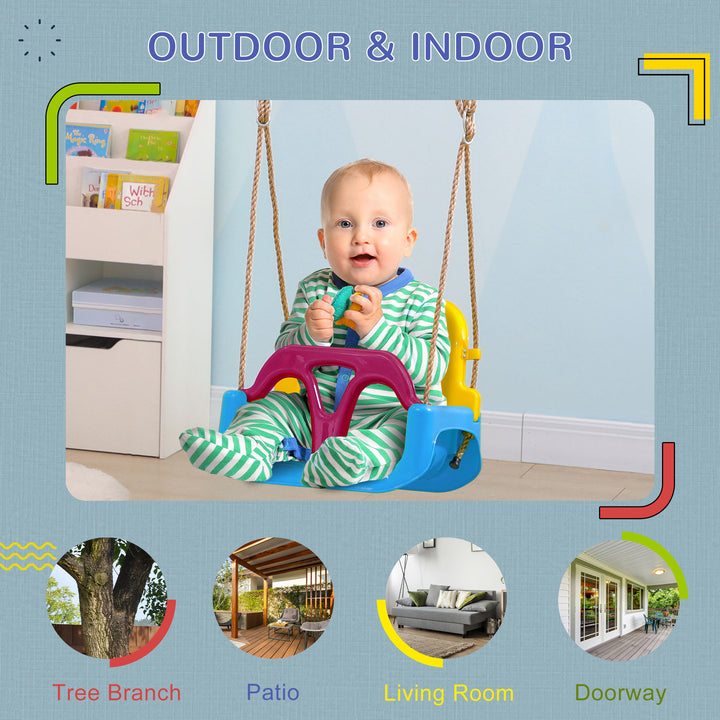 3 in 1 Detachable Kids Swing Seat with Seatbelt, Adjustable Rope for I