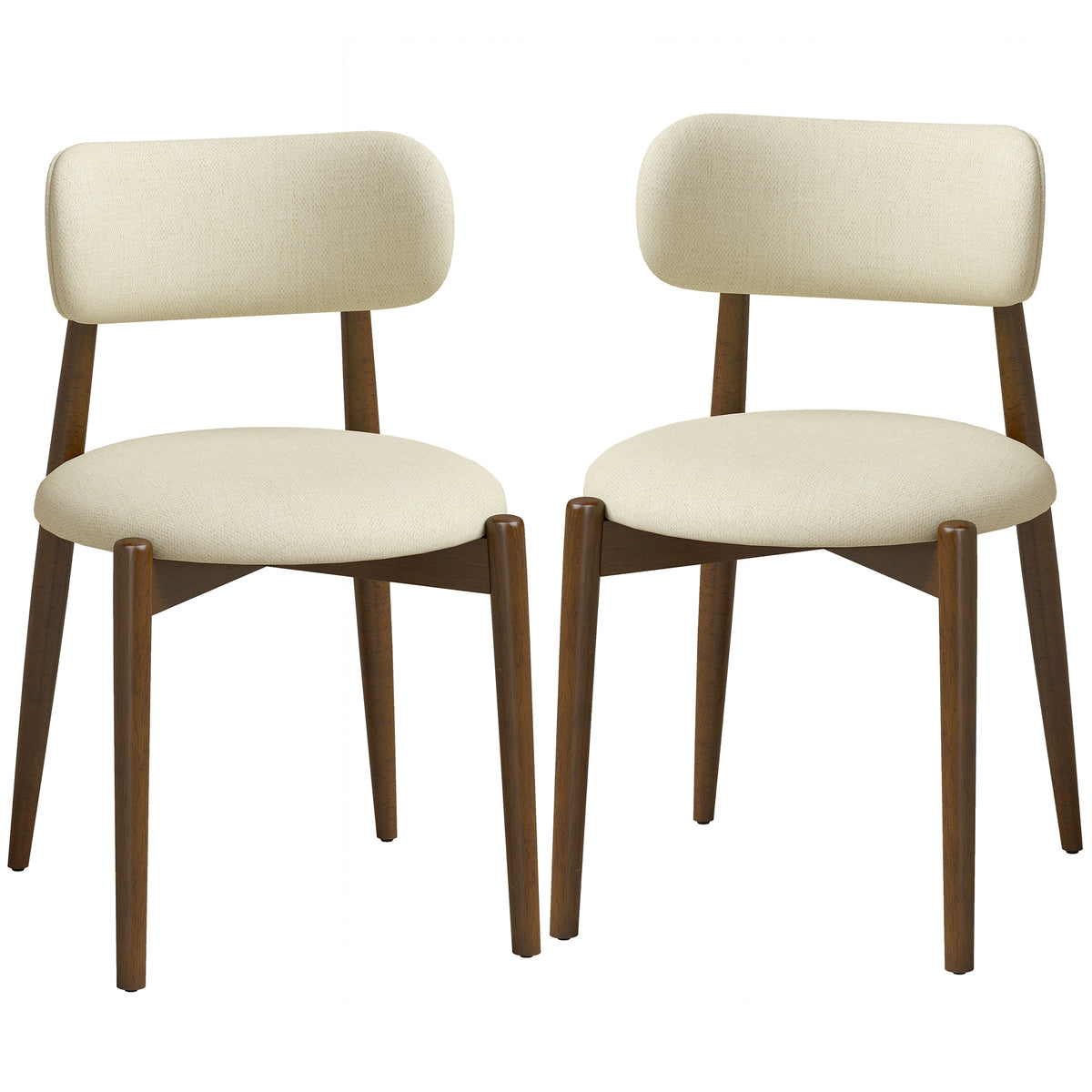Dining Chairs Chenille Upholstered Kitchen Chairs Curved Backrest - Beige