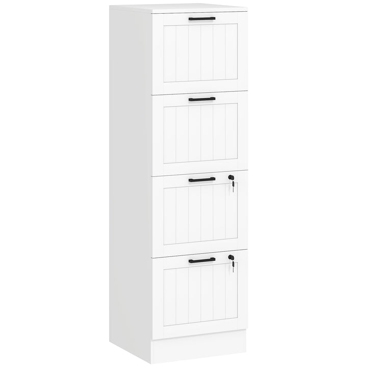 MCL 4 Drawer Filing Cabinet with Lock, Office Storage Cabinet with Adjustable Hanging Bars for A4 Letter Size Files, White