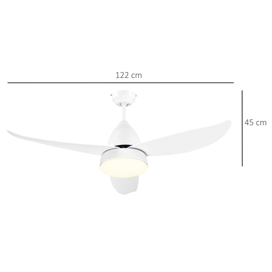 HOMCOM Reversible Ceiling Fan with Light, 3 Blades Modern Mount White LED Lighting Fan w/ Remote Controller, for Living Room, White | Aosom UK