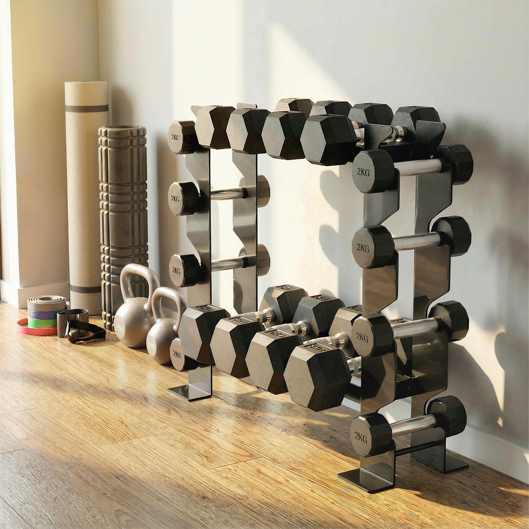 4-Tier Dumbbell Rack, Heavy-Duty Weight Rack for Dumbbells, Kettlebell