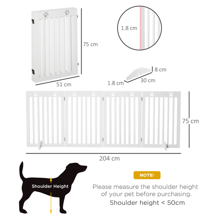 Wooden Pet Gate Foldable Freestanding Dog Safety Barrier w/ Support Feet