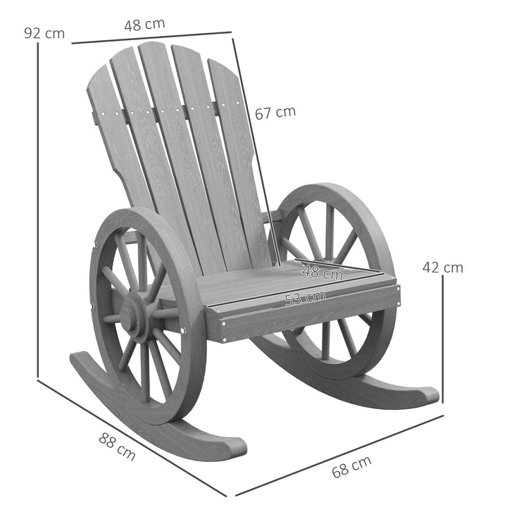 Wooden Adirondack Rocking Chair Reclining Armchair Outdoor Garden Furniture Patio Porch Rocker - Grey