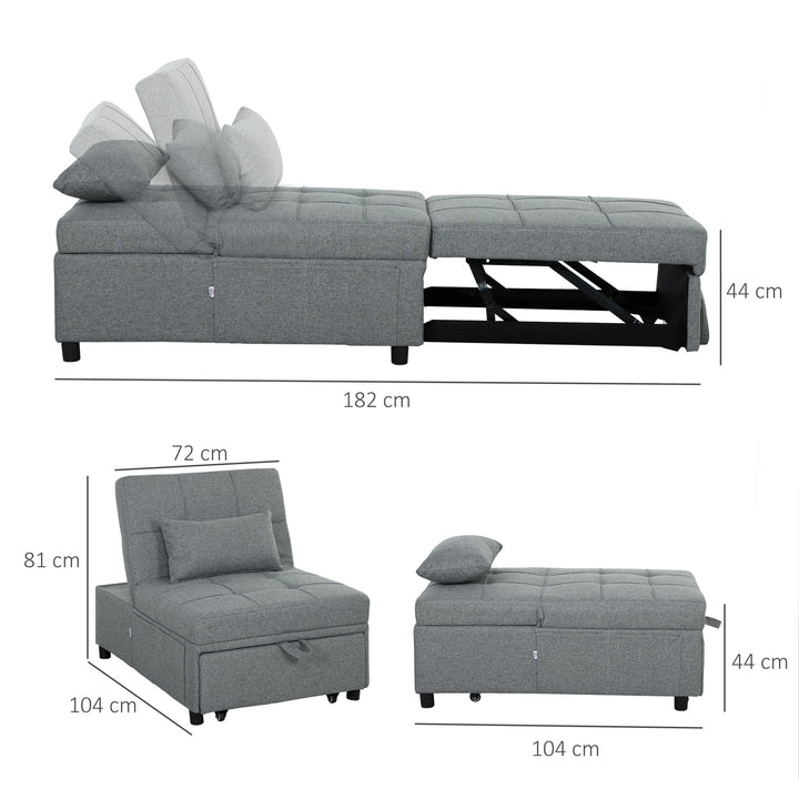 Four-In-One Single Sleeper Chair - Dark Grey