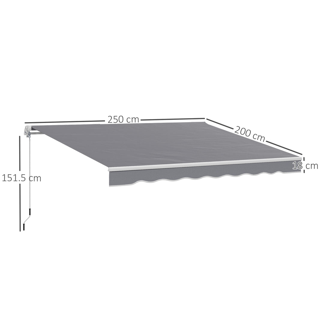 2 x 2.5m Manual Retractable Awning - Dark Grey