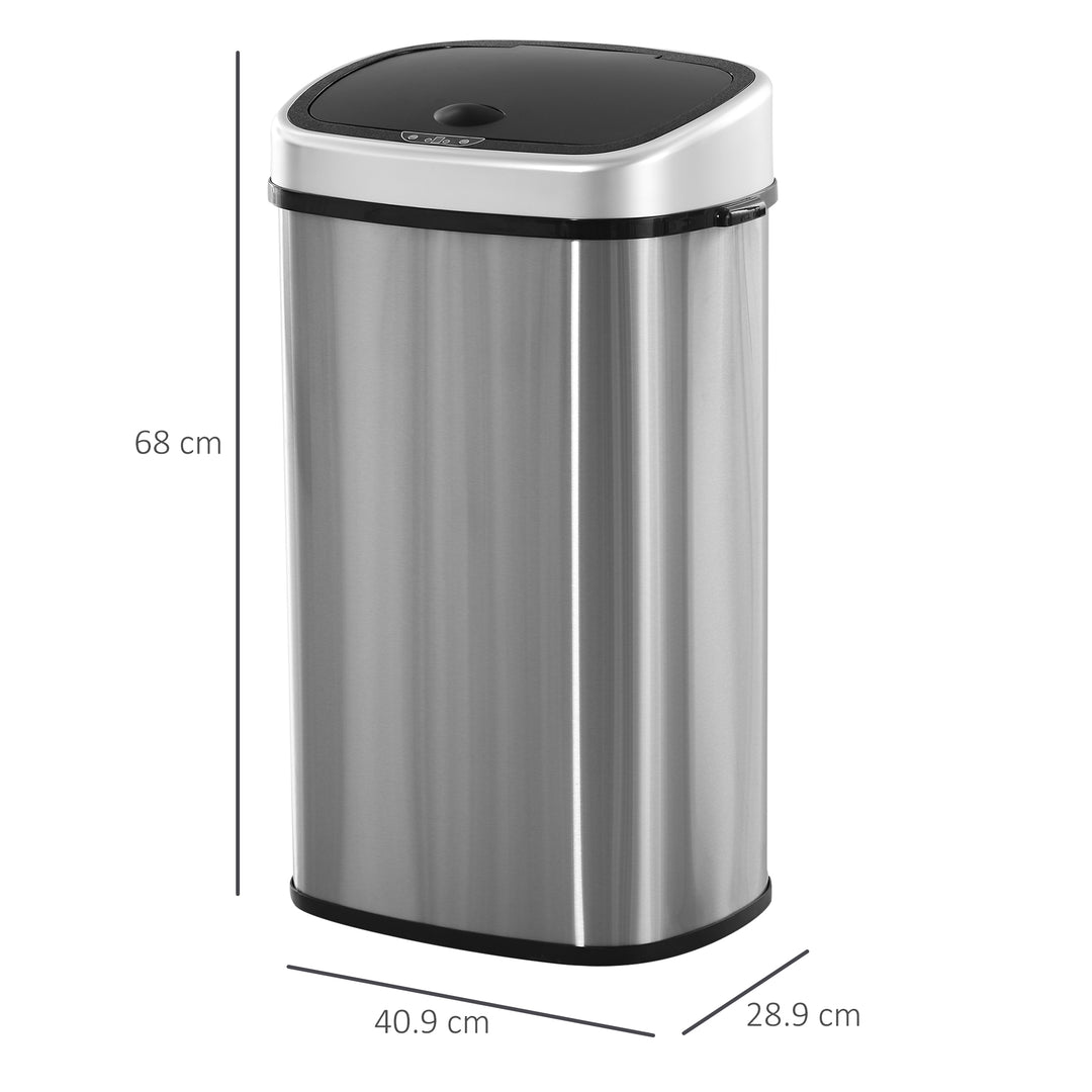MCL Stainless Steel Kitchen Sensor Dustbin Automatic Touchless Rubbish Garbage Waste Bin 58L Silver