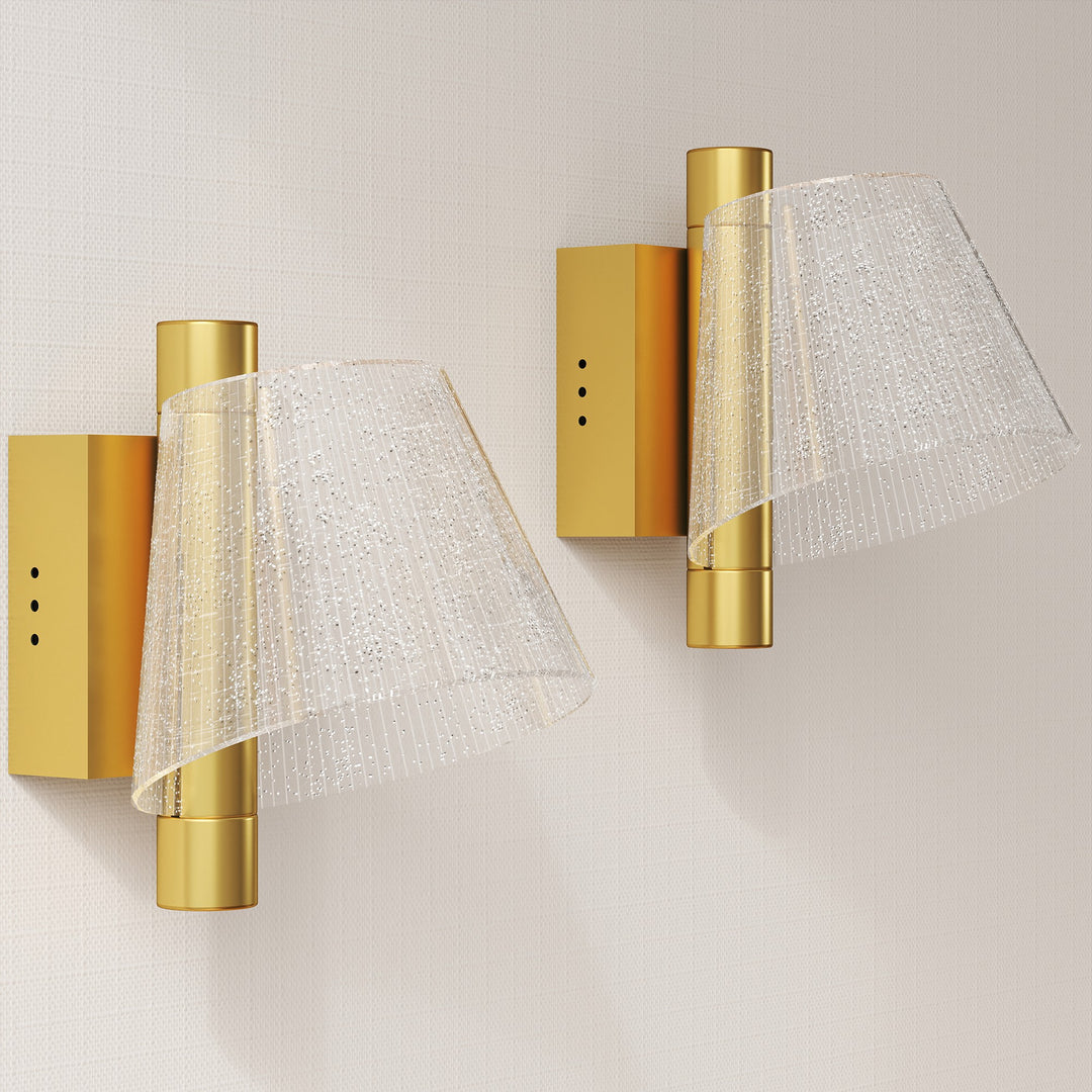 Led Wall Lamp 2 Pack, 5W Modern Indoor Starry Wall Light, Colour Temperature Adjustable 3000K/4000K/6500K, for Bedroom, Living Room, Hallway, Stairs, Gold Tone