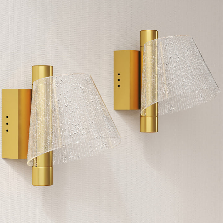 Led Wall Lamp 2 Pack, 5W Modern Indoor Starry Wall Light, Colour Temperature Adjustable 3000K/4000K/6500K, for Bedroom, Living Room, Hallway, Stairs, Gold Tone