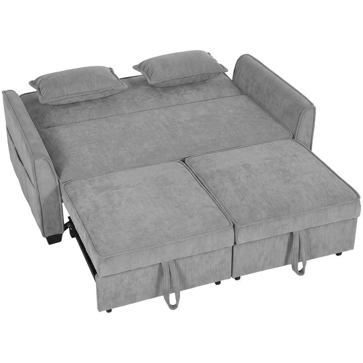2 Seater Sofa Bed, 4-in-1 L-Shaped Convertible Pull-Out Sleeper Sofa w