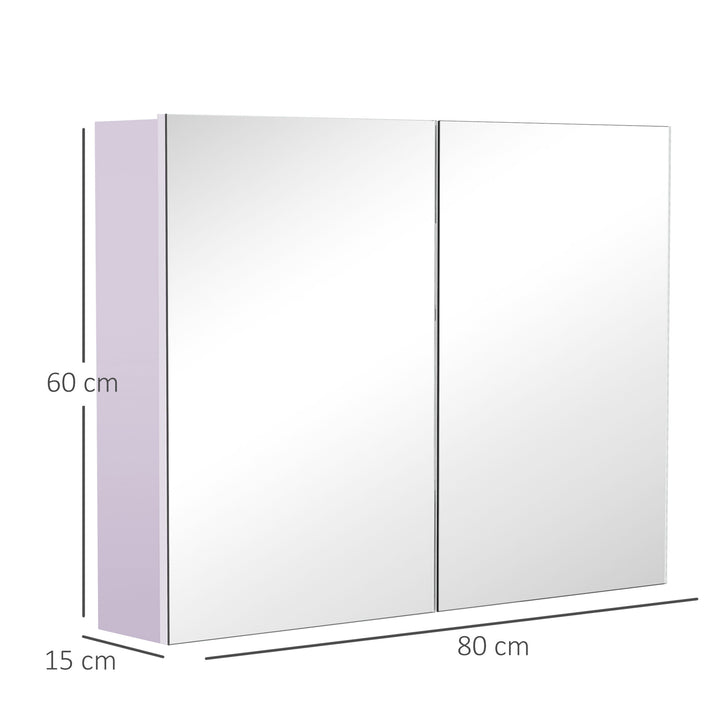 80 x 15 cm Double Door Bathroom Mirror Cabinet - White