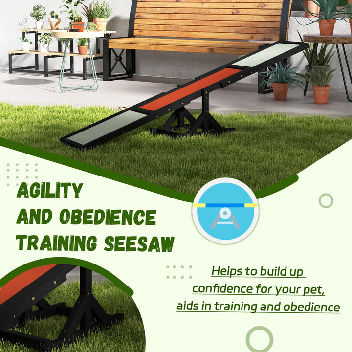 Wooden Pet Seesaw for Big Dogs, Dog Agility Equipment with Anti-Slip Surface - Black