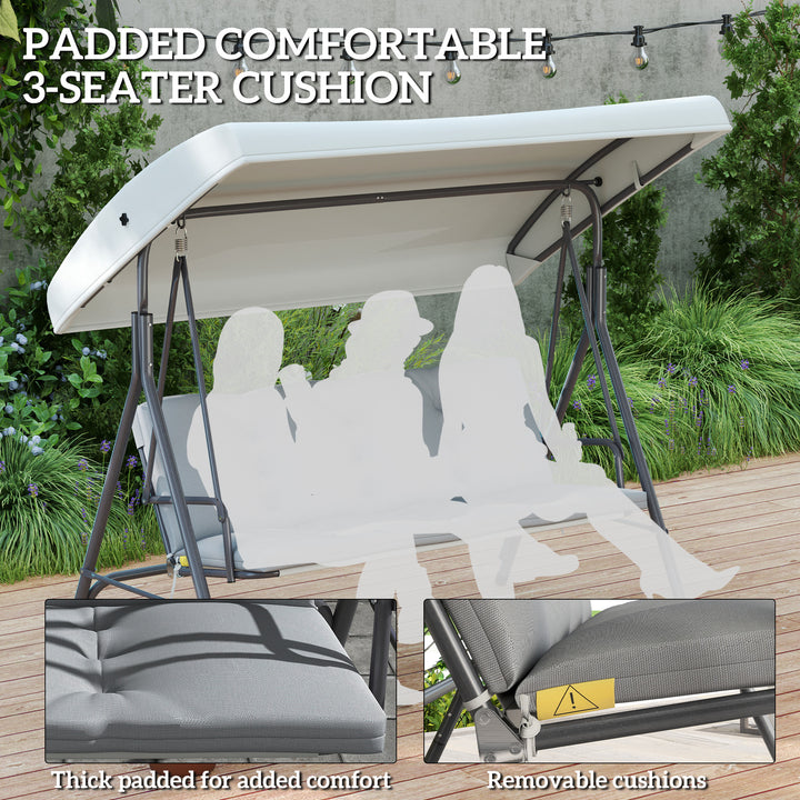 Three-Seater Garden Swing Seat - Light Grey