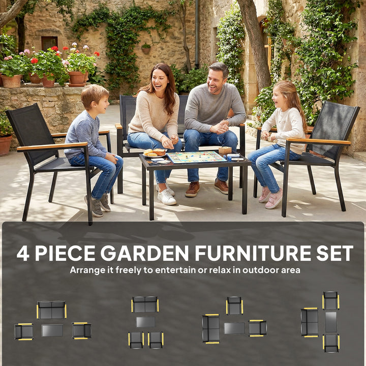 Outdoor Sofa 4 Seater Garden Sofa Set with Loveseat 2 Chairs and Coffe
