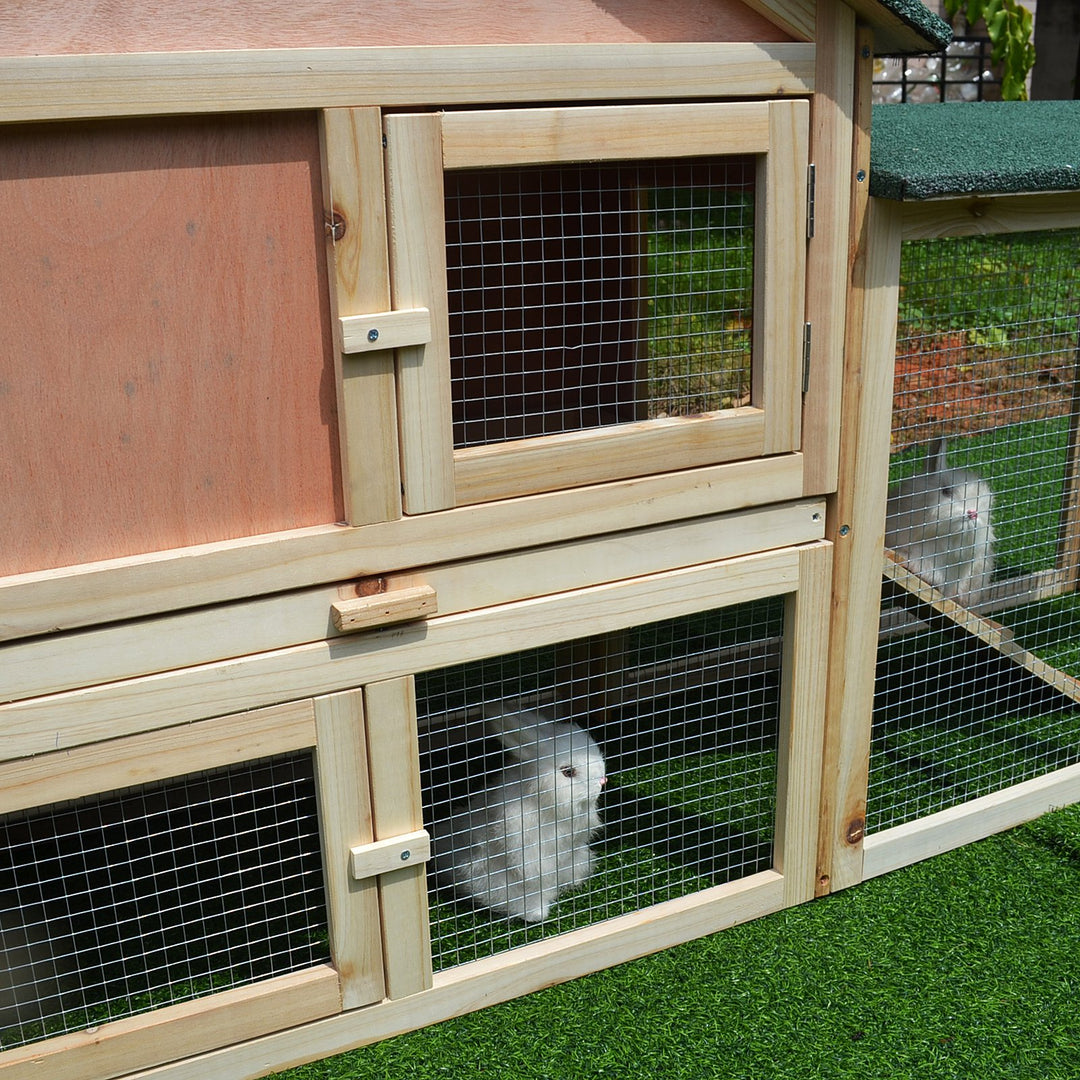 Guinea Pigs Hutches, 210Lx45.5Wx84.5H cm, Fir Wood-Natural Wood Colour
