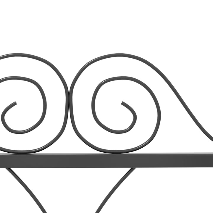 Set of Four 57cm Leaf Scroll Metal Fence Panels - Black