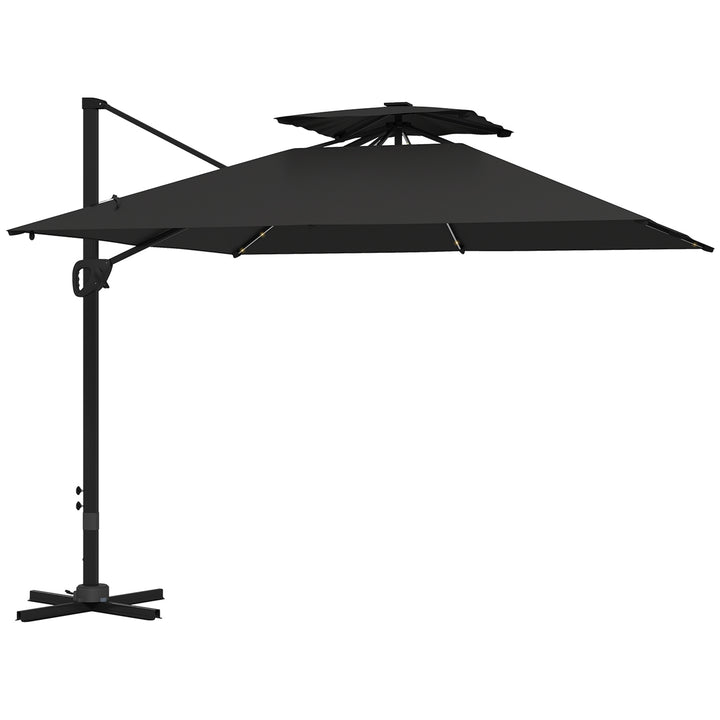 Multi-Angle LED Light Parasol Umbrella - Black