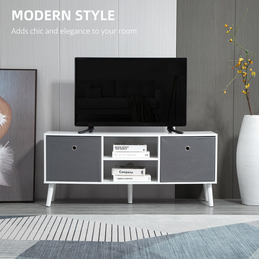 TV Cabinet Stand Unit for TVs up to 50'' with Foldable Drawers, Entertainment Centre for Living Room White