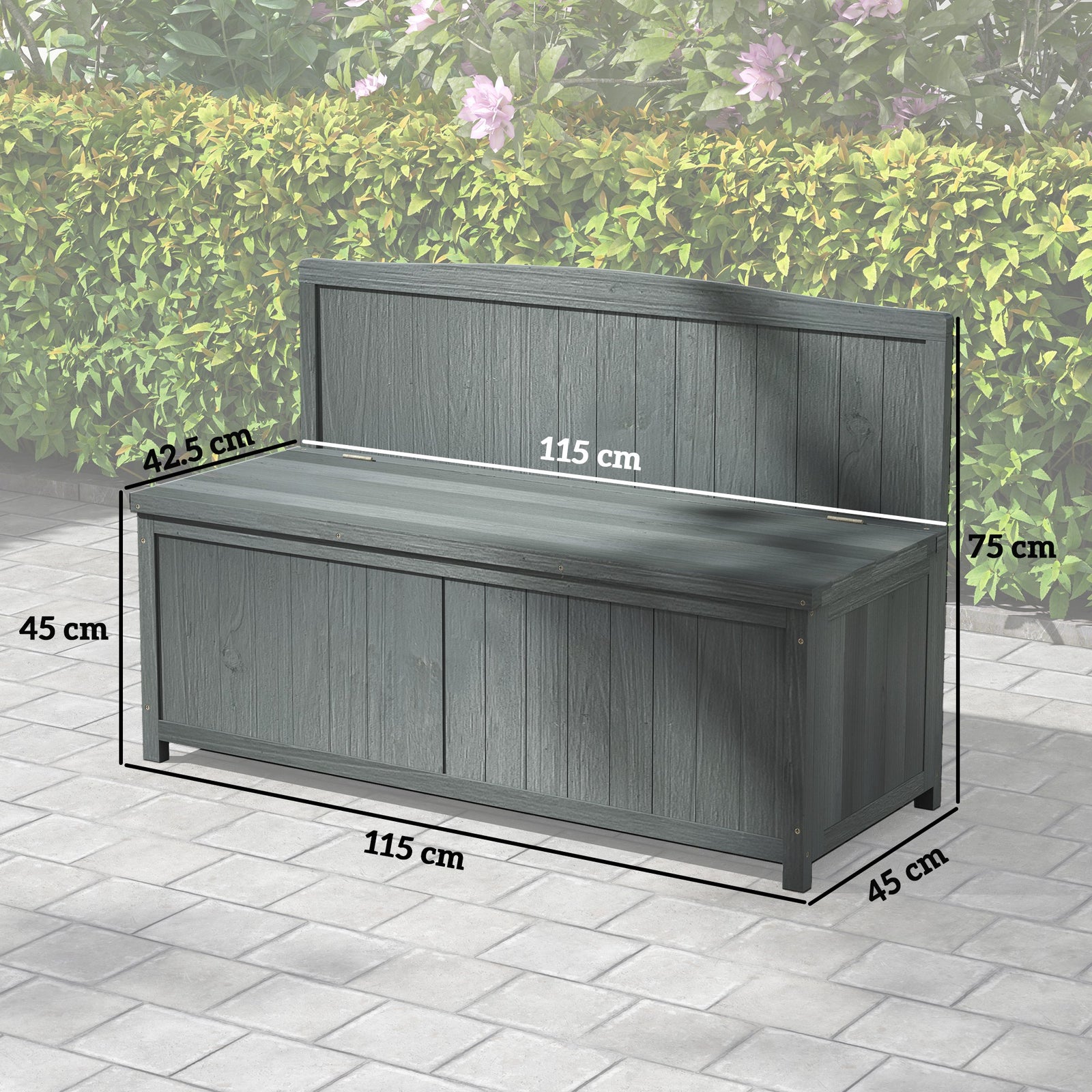 Wood Storage Bench for Patio Furniture, Outdoor Garden Seating Tools, 