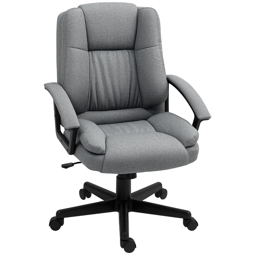 Linen-Look Padded Office Chair - Grey