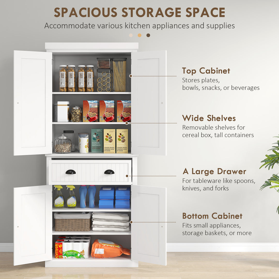 Freestanding Multi-Storage Kitchen Cabinet - White
