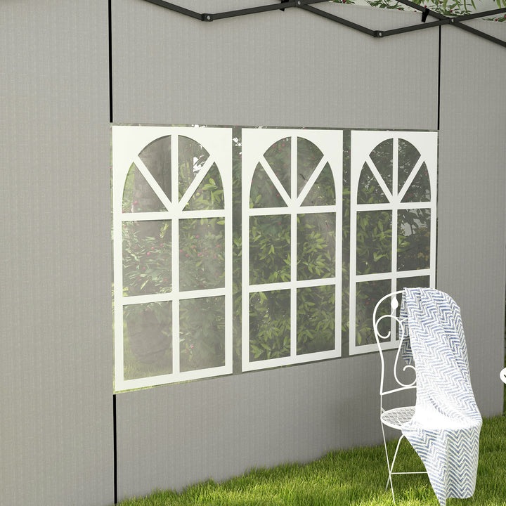 Outsunny Gazebo Side Panels, Sides Replacement with Window for 3x3(m) or 3x6m Gazebo Canopy, 2 Pack, White