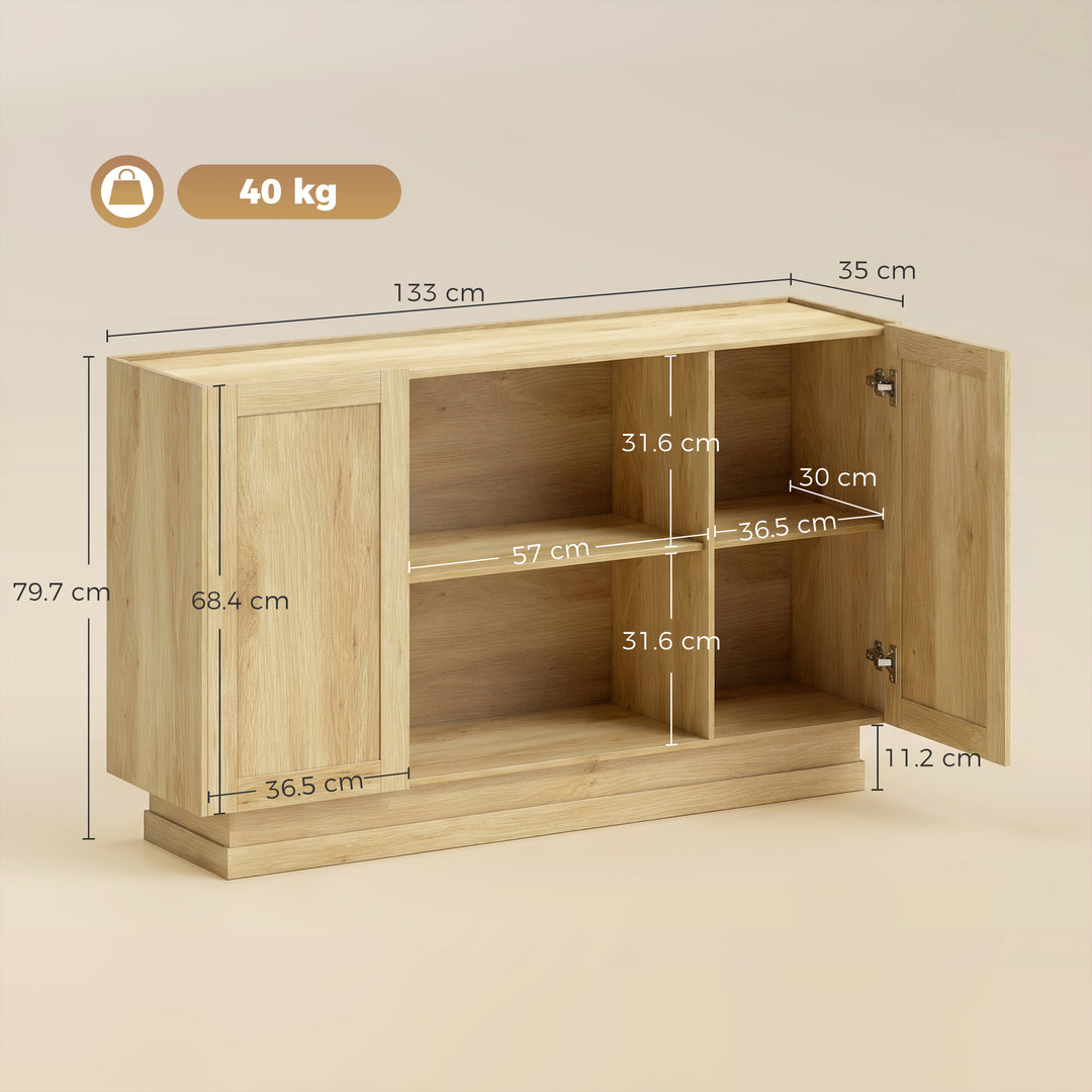 Sideboard Buffet Cabinet, 133 cm Storage Cabinet with 2 Open Shelves, 