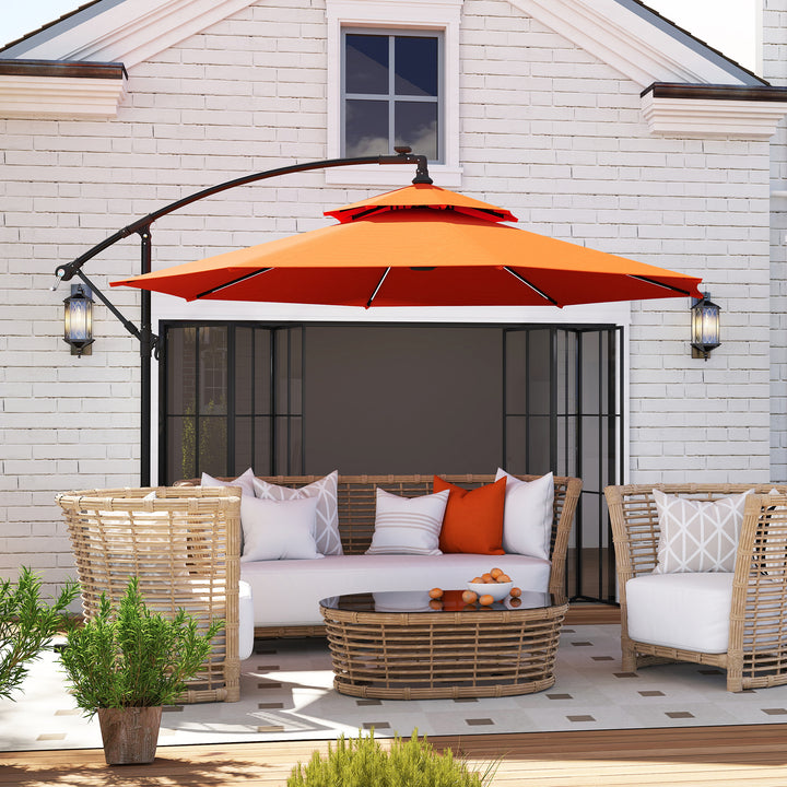3m LED Light Overhanging Parasol - Orange