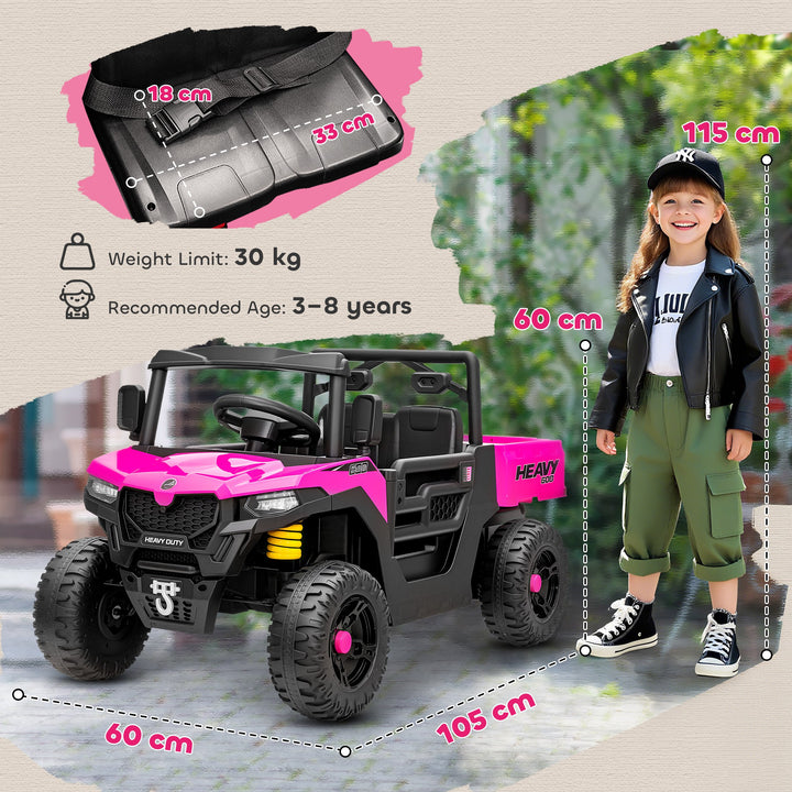 Kids Ride on Car, 12V Electric Kids UTV with Electric Dump Bed, 4-Wheel Suspension for 3-8 Years