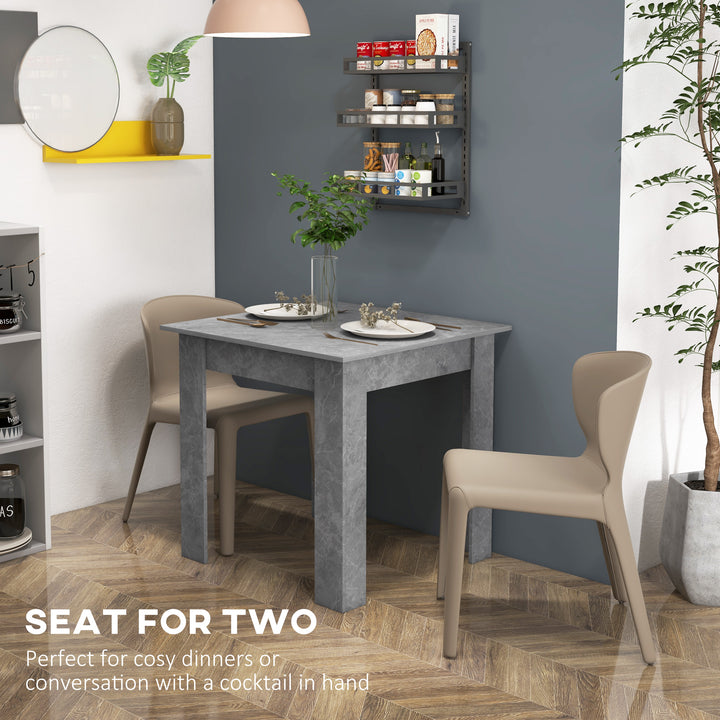 MCL Square Dining Table, Modern Small Dining Table with Faux Cement Effect, Space Saving, Non-slip Foot Pads, Cement Grey