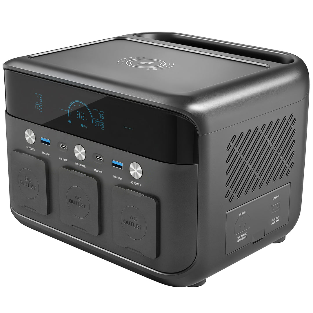 Portable Power Station with LiFePO4 Battery, 1.5H Fast Charge, Camping