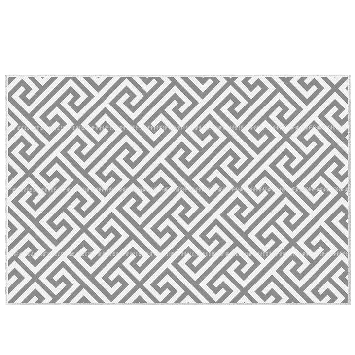 Outsunny Outdoor Rug Reversible Mat Plastic Straw Rug Portable RV Camping Mat for Garden Picnic Indoor, 152x243cm, Light Grey