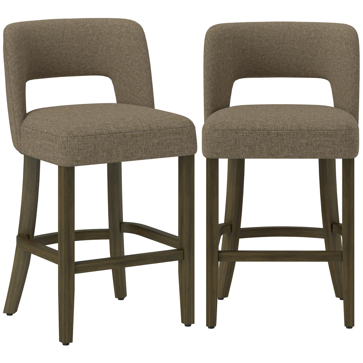 Bar Stools Set of 2, Counter Height Bar Stools with Curved Backrest