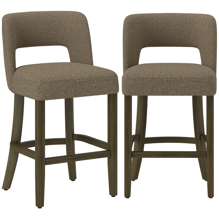 Bar Stools Set of 2, Counter Height Bar Stools with Curved Backrest