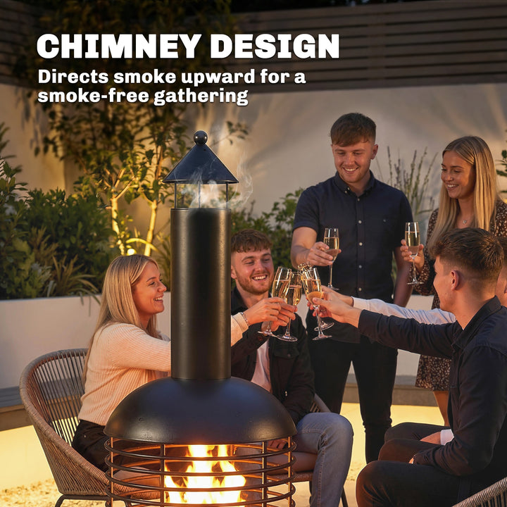 Chimney Fire Pit, Portable Wood Burning Firepit with Poker, Charcoal G