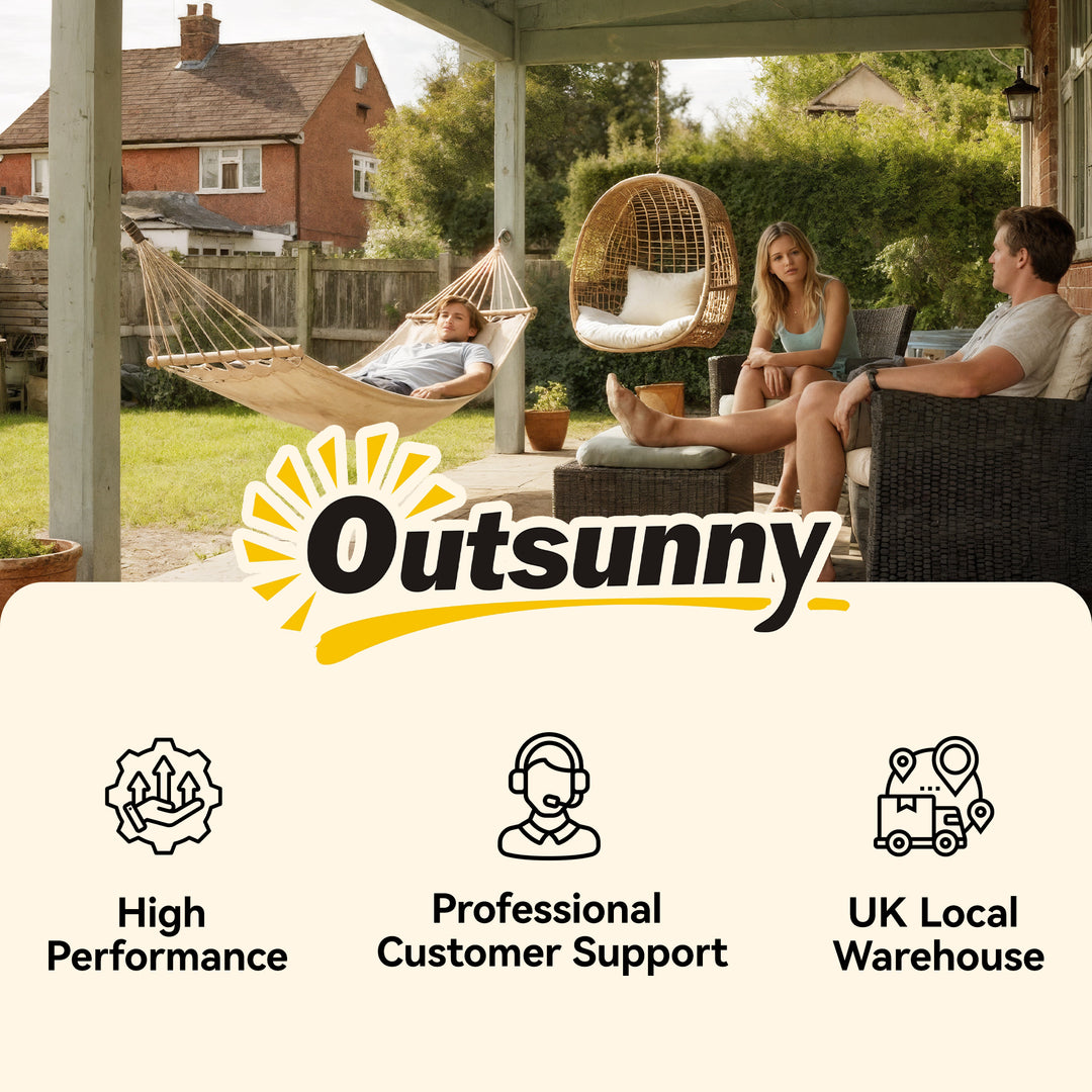 MCL Outdoor Garden Hammock with Wooden Stand Swing Hanging Bed for Patio White