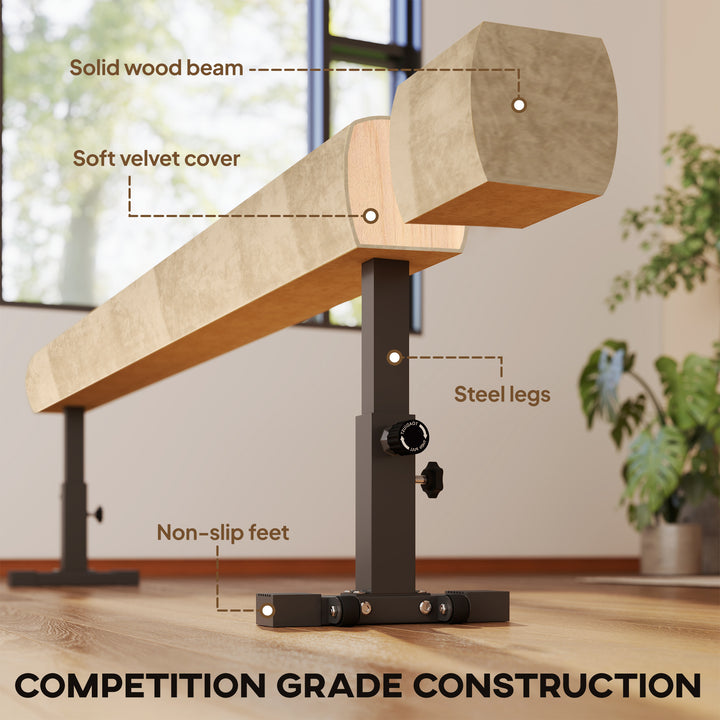 7.5ft Adjustable Balance Beam, Gymnastics Beam with Wheels, Gymnastics