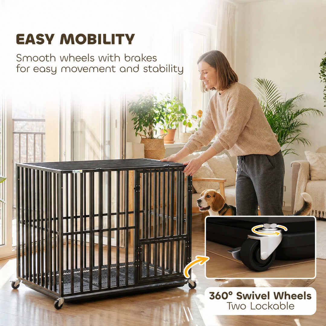Heavy Duty Dog Crate, Dog Cage with Wheels for Small Medium Breeds, Me