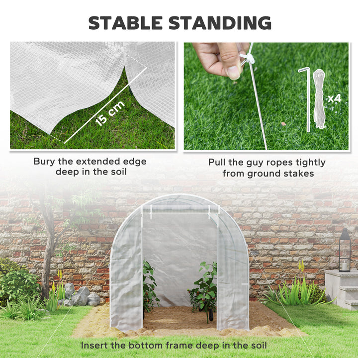 245 x 200cm Polytunnel Greenhouse - White