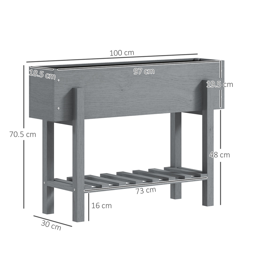 Wooden Two-Tier Raised Planter - Grey