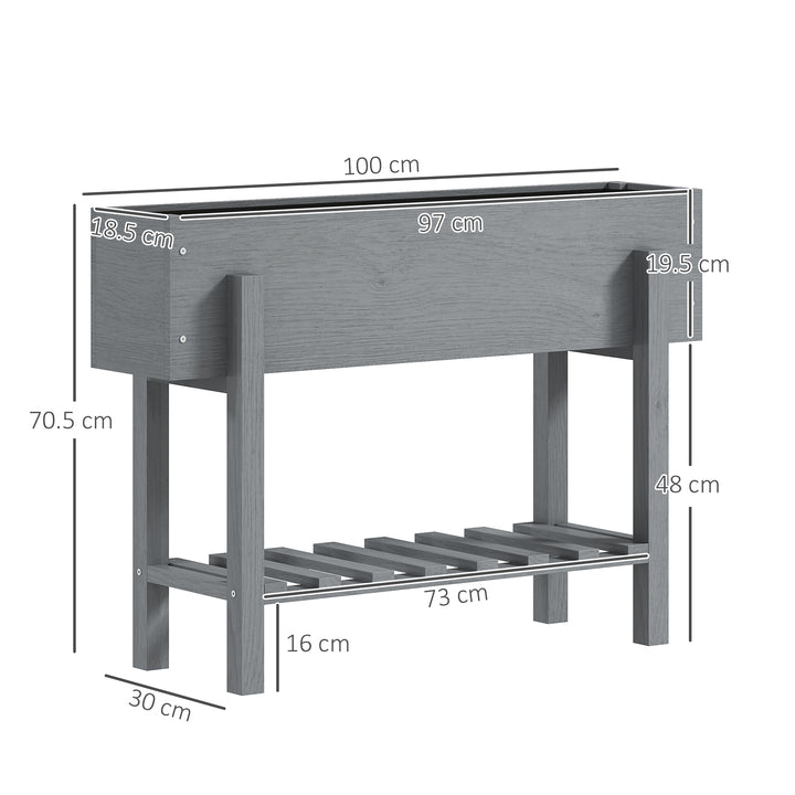 Wooden Two-Tier Raised Planter - Grey