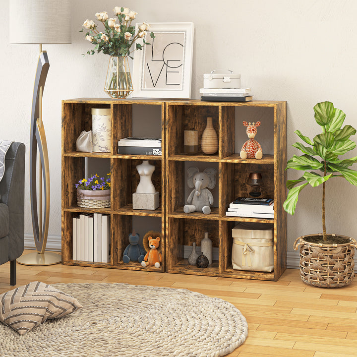 Industrial Style Storage Shelf, Bookcase, Bookshelf with 6 Compartments, Freestanding Shelving Unit for Living Room, Home Study, Rustic Brown
