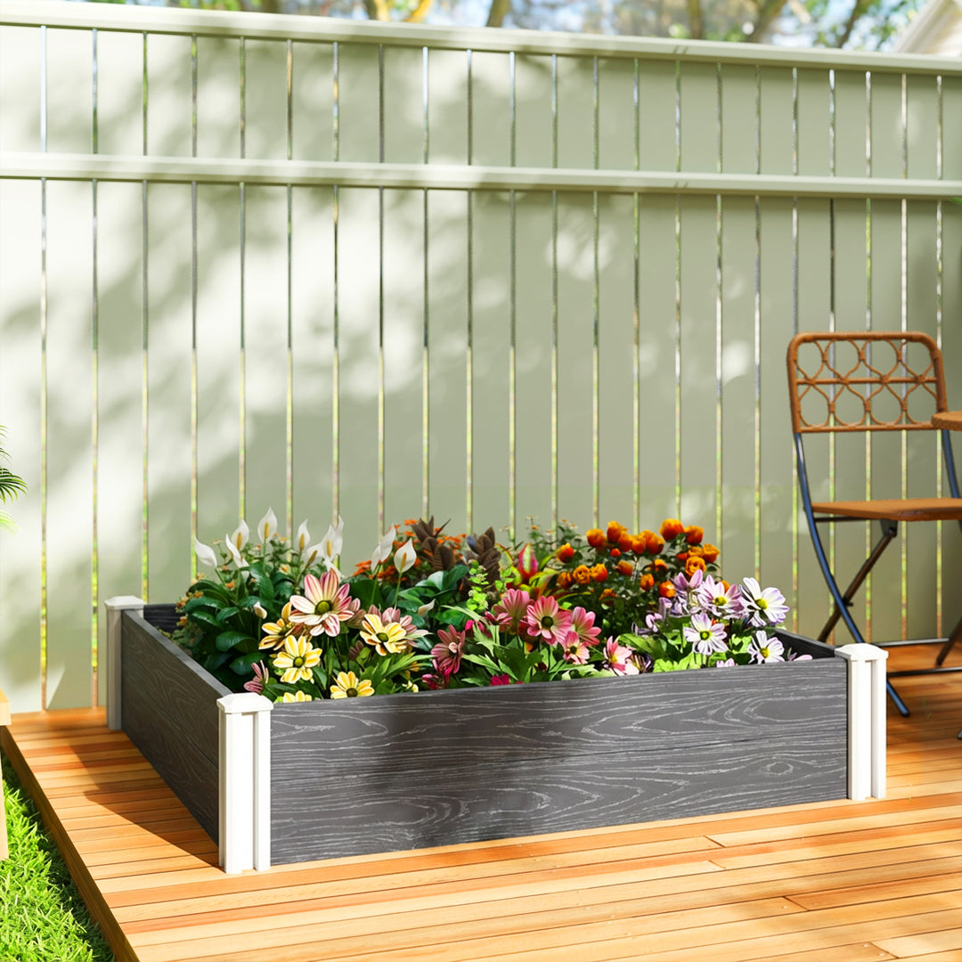 Vinyl Raised Garden Bed Kit, 3 x 3 x 1ft Modular Elevated Garden Box w