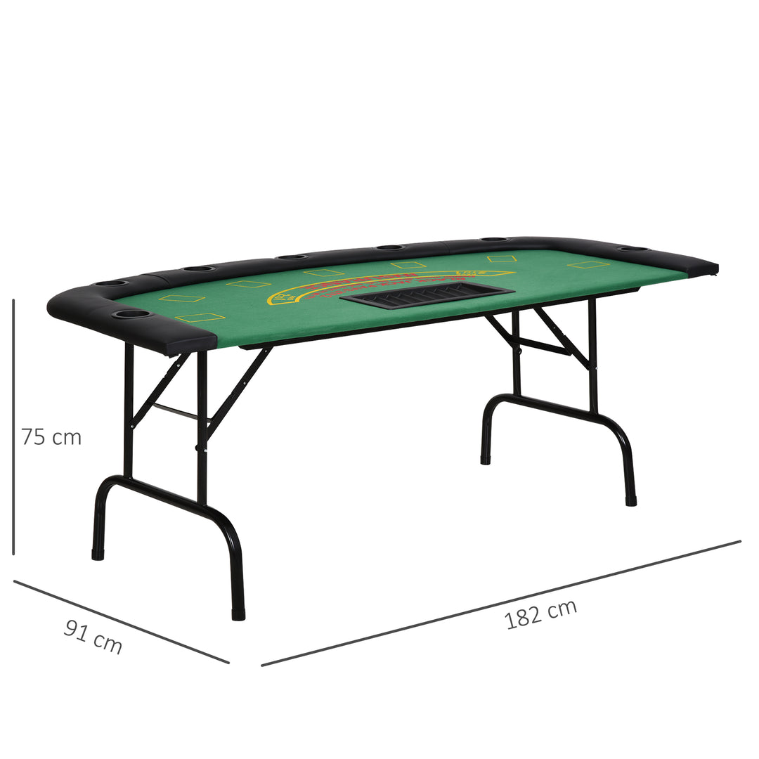 Poker Table, 7-Player Folding Blackjack Table with Chip Tray, Cup - view 3