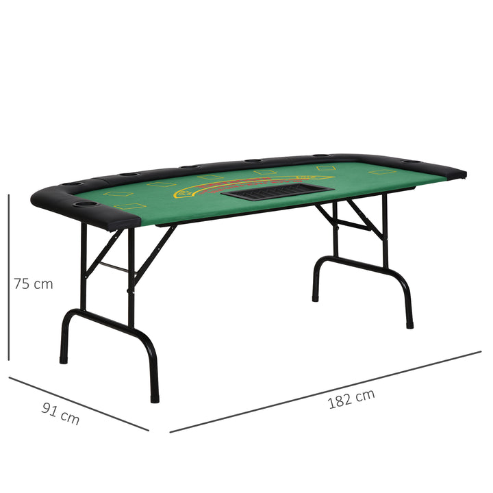 Poker Table, 7-Player Folding Blackjack Table with Chip Tray, Cup - view 3