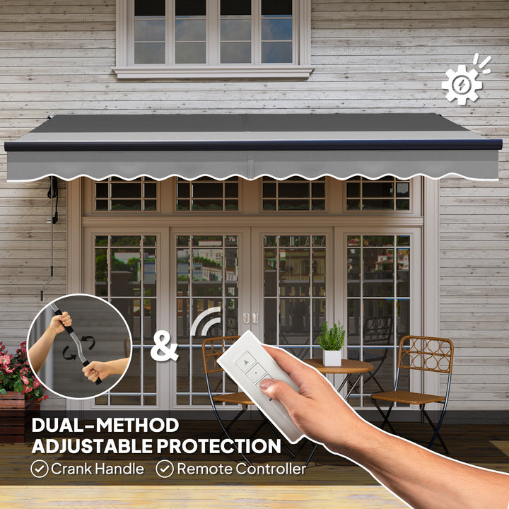 3.5 x 3m Electric/Manual Awning, with Remote - Dark Grey